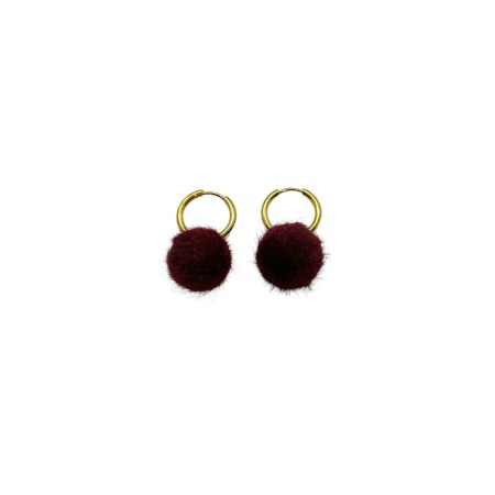 earrings steel gold with bordo fur1